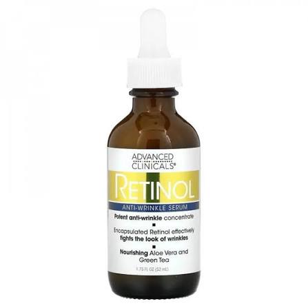 Advanced Clinicals Retinol Anti Wrinkle Face Serum Potent Retinol 52ml for fine lines and dark spots