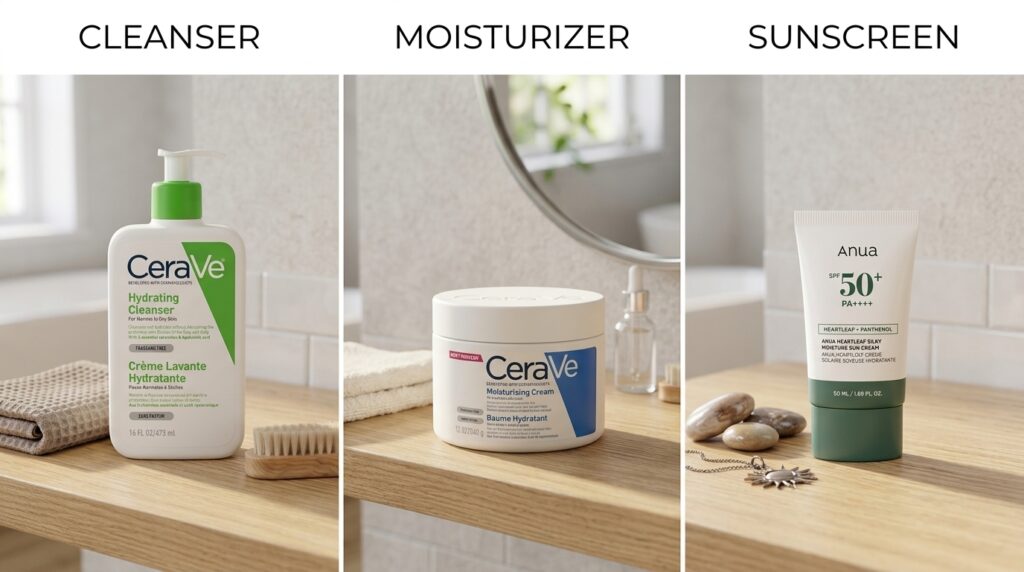 Image showing the Beauty By Daz approved beginner skincare routine