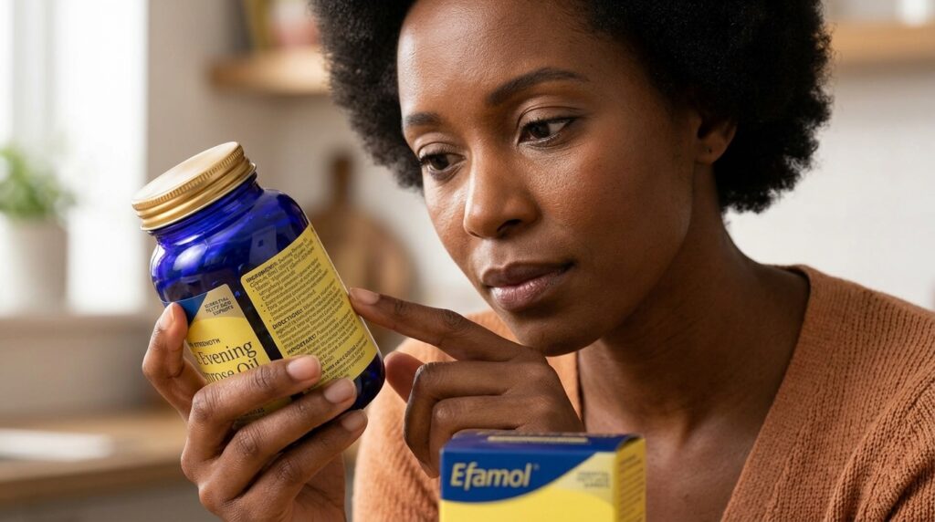 image showing a lady reading the evening primrose benefits from Beauty By Daz
