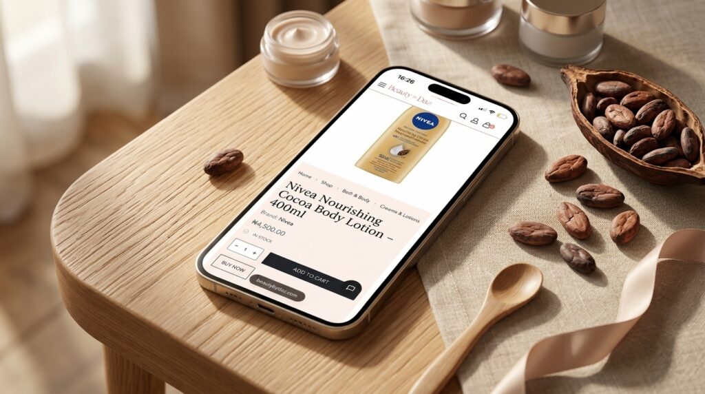 image showing how to order body lotions from beauty by daz