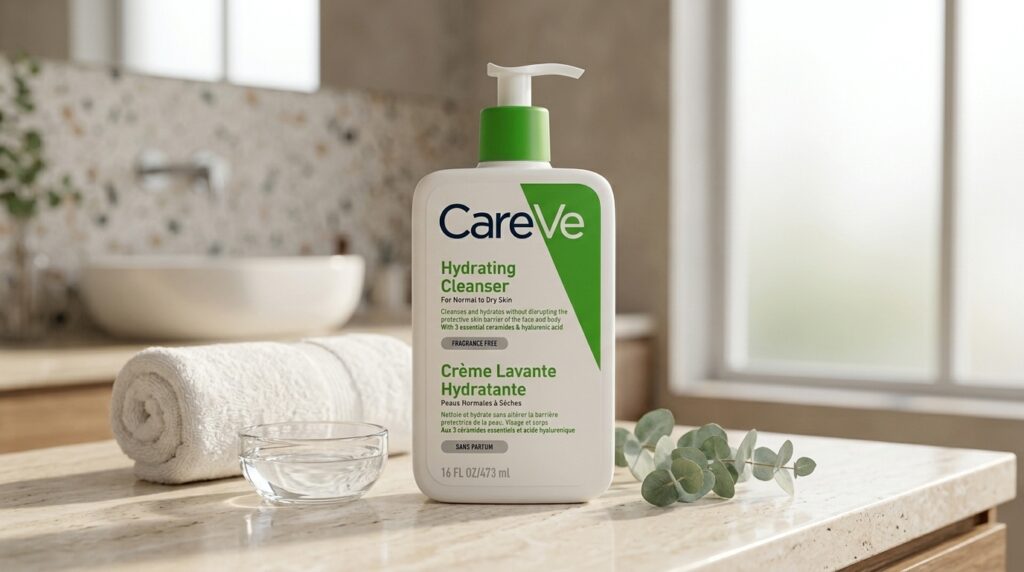 image showing a fake bottle of cerave hydrating cleanser