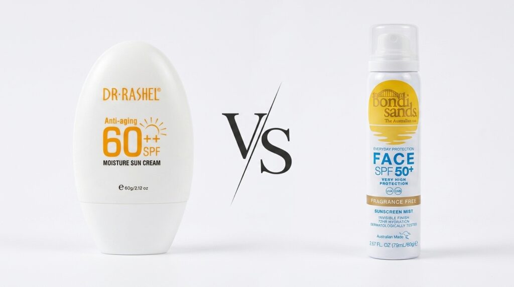 Image showing the Dr Rashel vs Bondi Sands sunscreen 