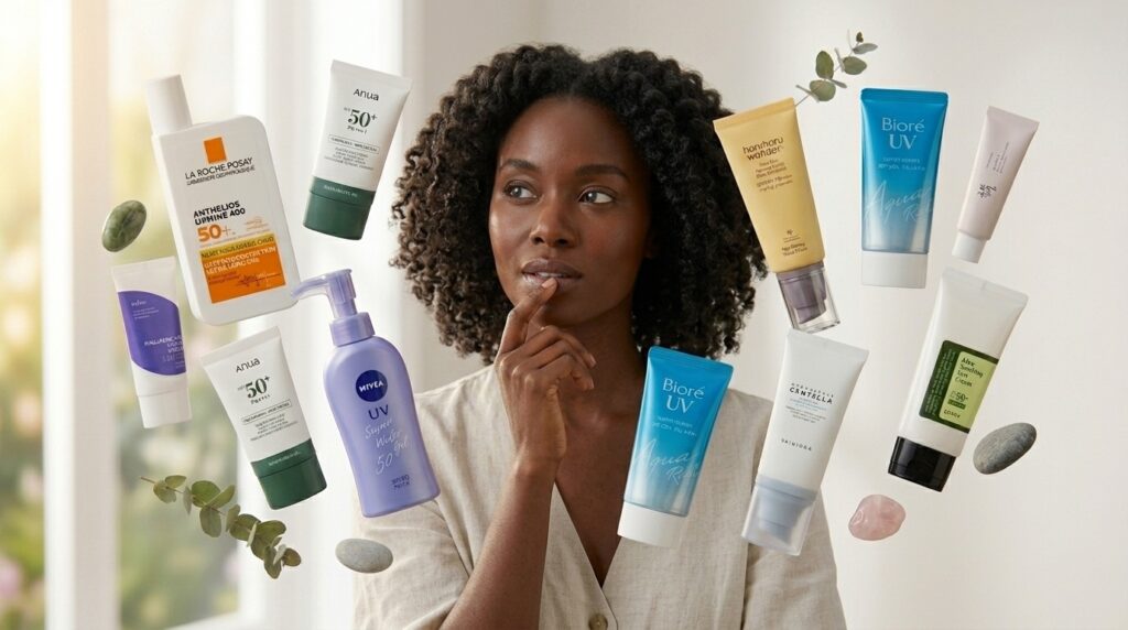 Image showing a woman wondering which sunscreen for face to get at Beauty By Daz