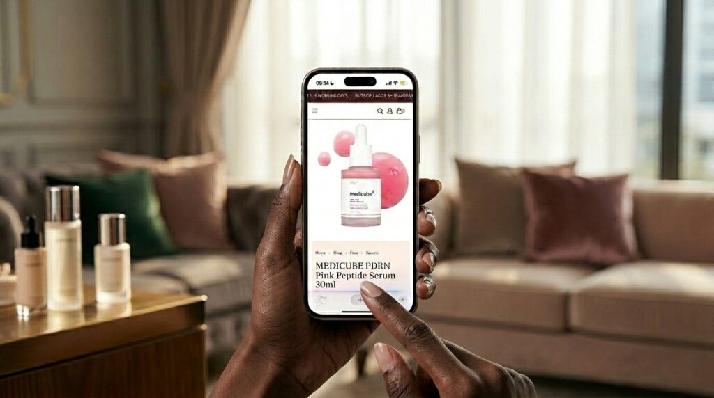Image showing how to order the Medicube PDRN pink peptide serum from Beauty By Daz