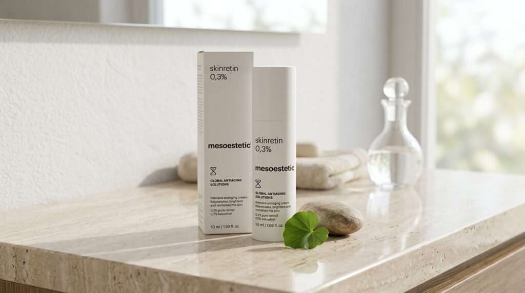 Image showing the Mesoestetic Skinretin 0.3% Retinol + Bakuchiol Cream available at Beauty By Daz