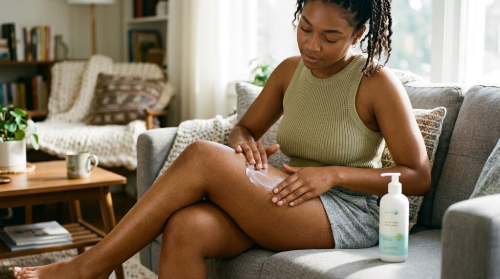 lady applying the best body lotion for all skin types