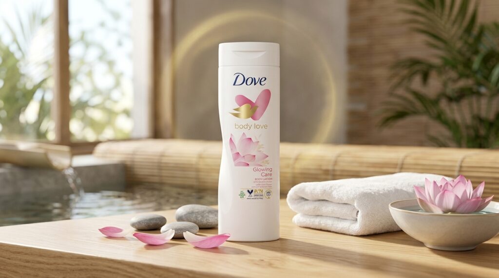 Image showing the Dove Body Love Glowing Care Body Lotion available at Beauty By Daz