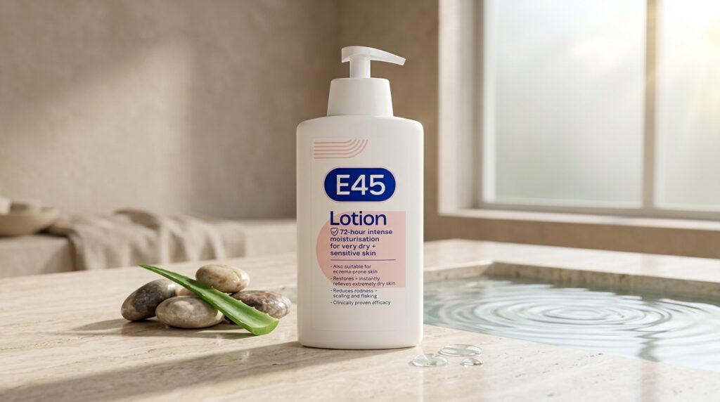 Image showing the E45 Moisturizing Lotion available at Beauty By Daz.