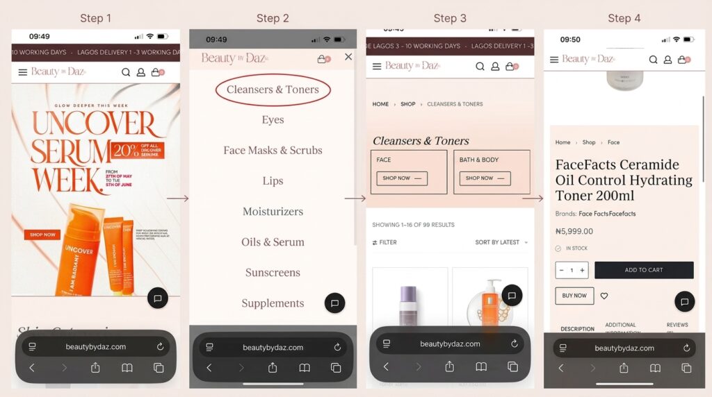 Image showing how to order the best hydrating toner from Beauty By Daz