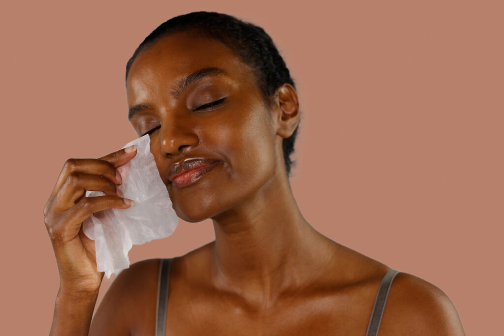 Image showing the first step on how to double cleanse for clear healthy skin