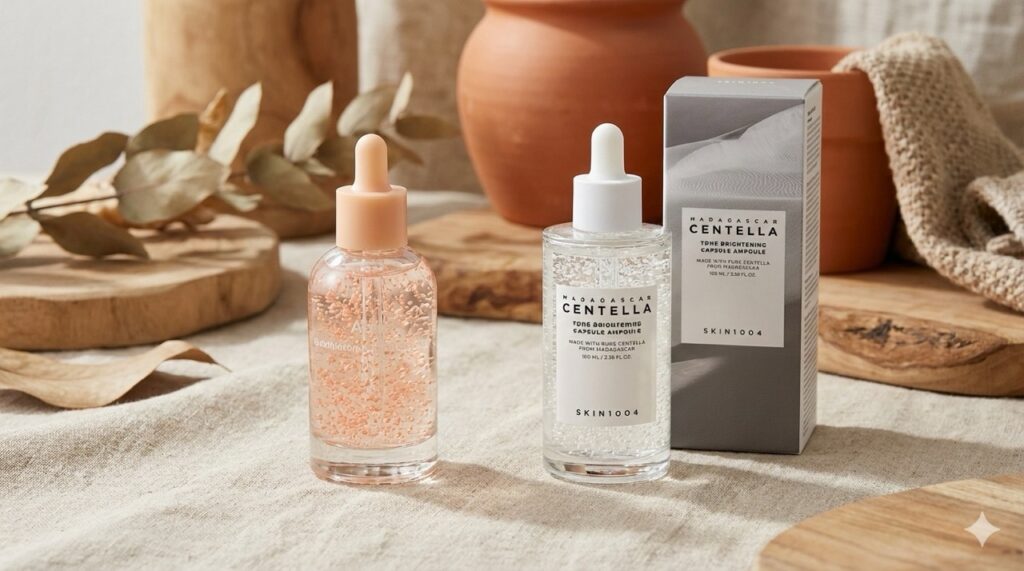 Image showing Skin1004 Madagascar Centella vs Abib glutathiosome dark spot serum