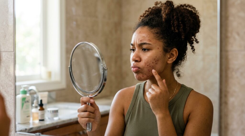 lady about to try the fungal acne treatment recommended by Beauty By Daz