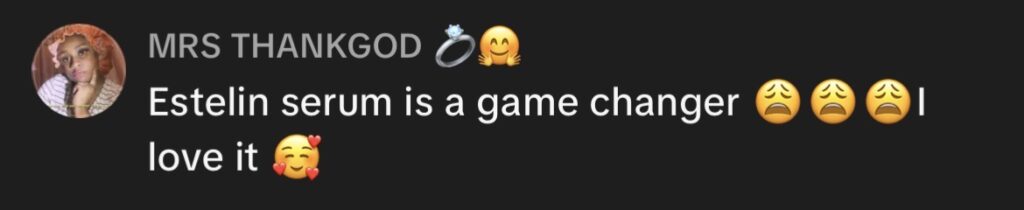 Image showing a TikTok user reviewing the Estelin Serum