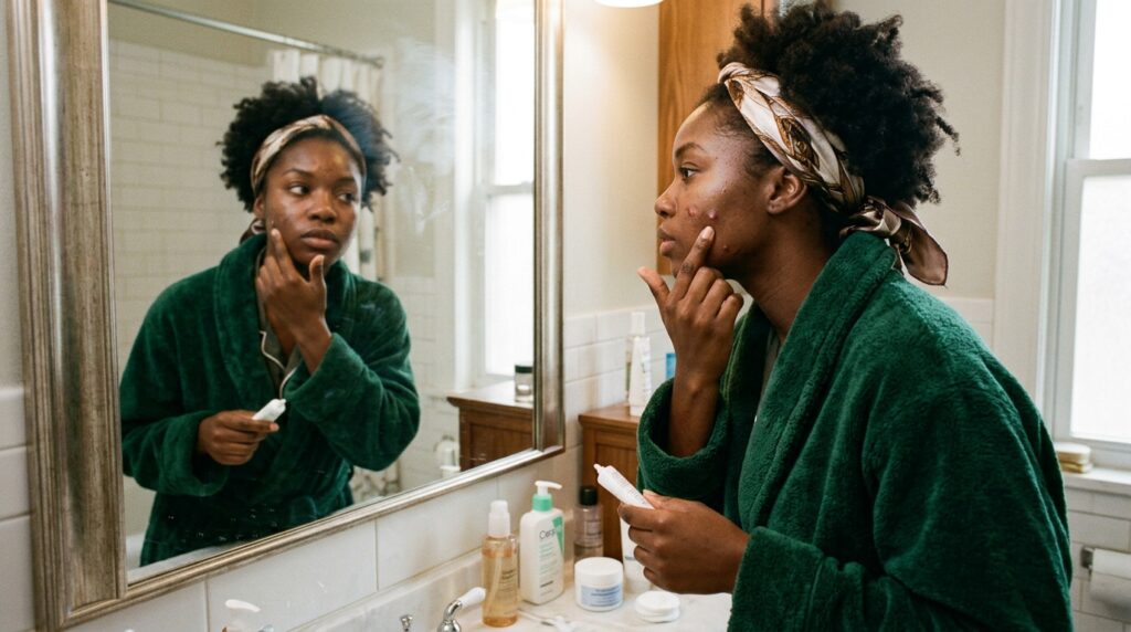 Image showing a dark skin model that has sensitive skin