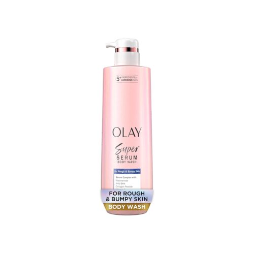 Olay Super Serum Body Wash for Rough & Bumpy Skin, Hydrating & Renewing Serum Complex with Exfoliating Minerals for Luminous Skin, 18.5 fl oz