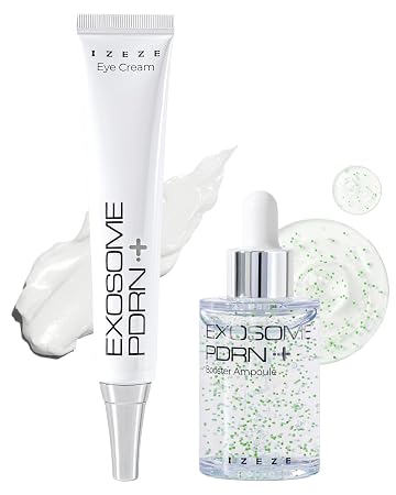 IZEZE Exosome PDRN Booster Ampoule 1.01 fl.oz and Firming Eye Cream 1.01 fl.oz Bundle | Anti -Aging Set