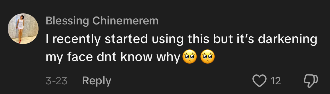 Image showing negative review of the Cosrx all in one 92 cream on TikTok