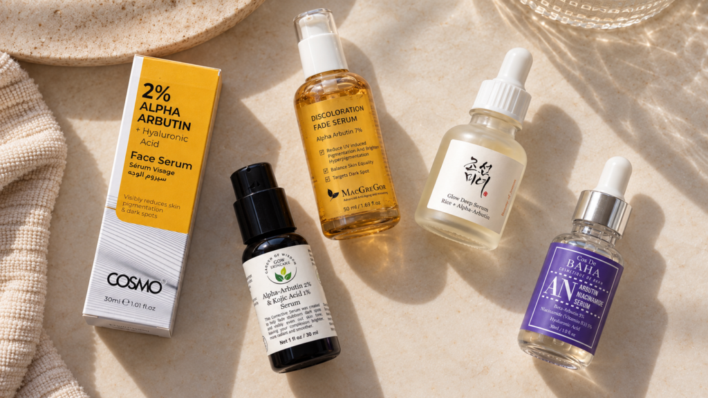 Image of five alternative serums to The Ordinary Alpha Arbutin.