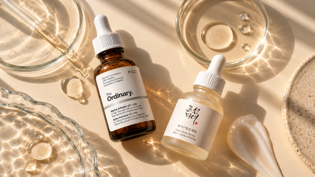 Photo of The Ordinary Alpha Arbutin and an alternative serum.